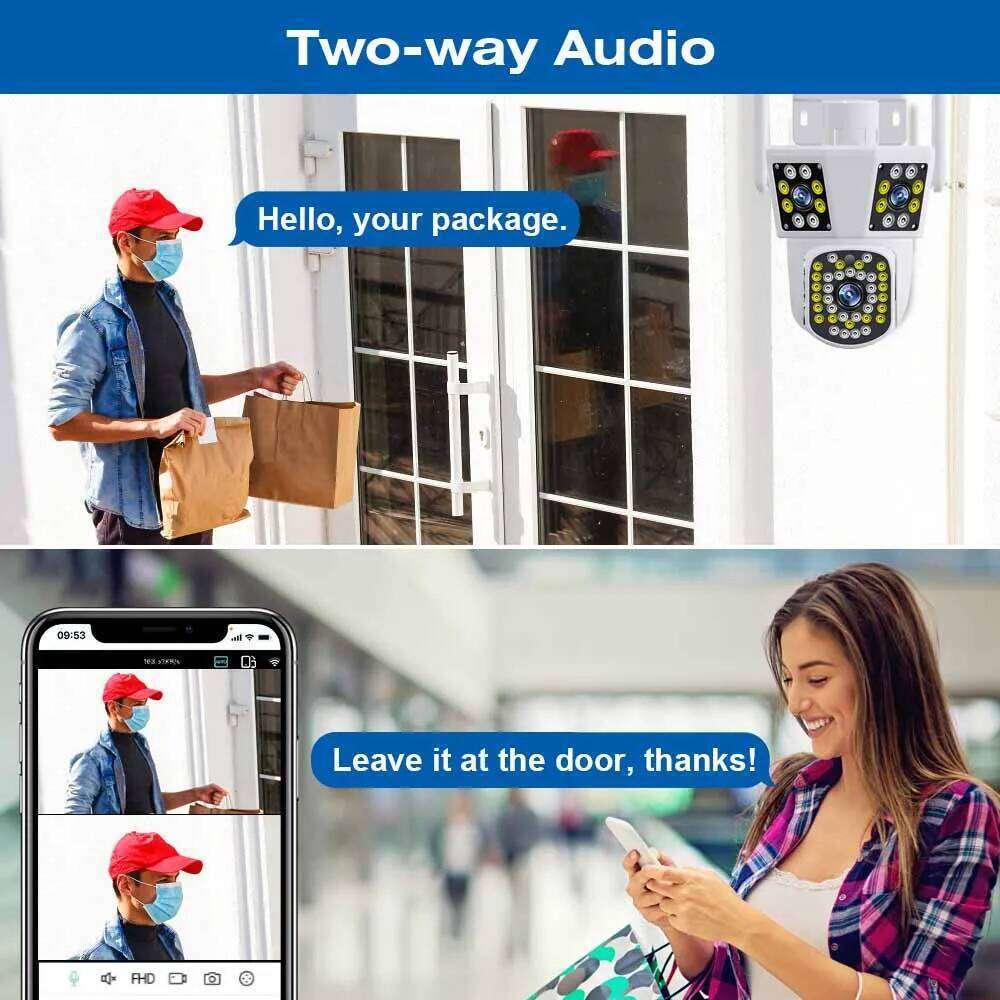 WIFI IP 6K 12MP HD Three Lens PTZ Outdoor Motion Detection Security Camera Waterproof Surveillance 26W0306