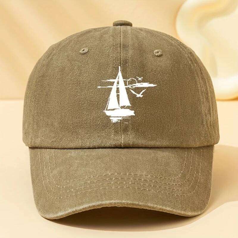 Sailing printed retro washed baseball cap with soft fabric suitable for outdoor camping, cycling, and casual street wear Y260304