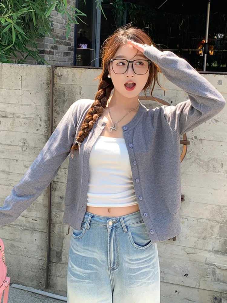 Womens Long Sleeve 2026 Cardigan O Neck Button Down Knit Lady Spring Autumn Knitted Single-breasted Cardigan Sweaters M260306