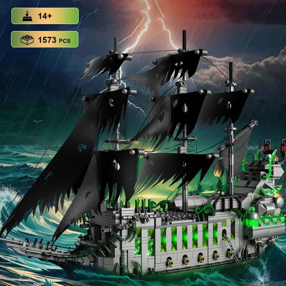 1573Pcs Pirate Building Blocks Set Ghost Ship Flying Dutchman Assembly Model Toys for Adult Boys Christmas Birthday Gifts Z260306