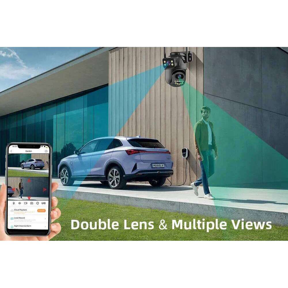 RDV 4K 8MP WiFi Surveillance Camera, Dual Lens, 4X Digital Zoom, AI Human Detect, , Outdoor Security PTZ IP Cameras 26W0306