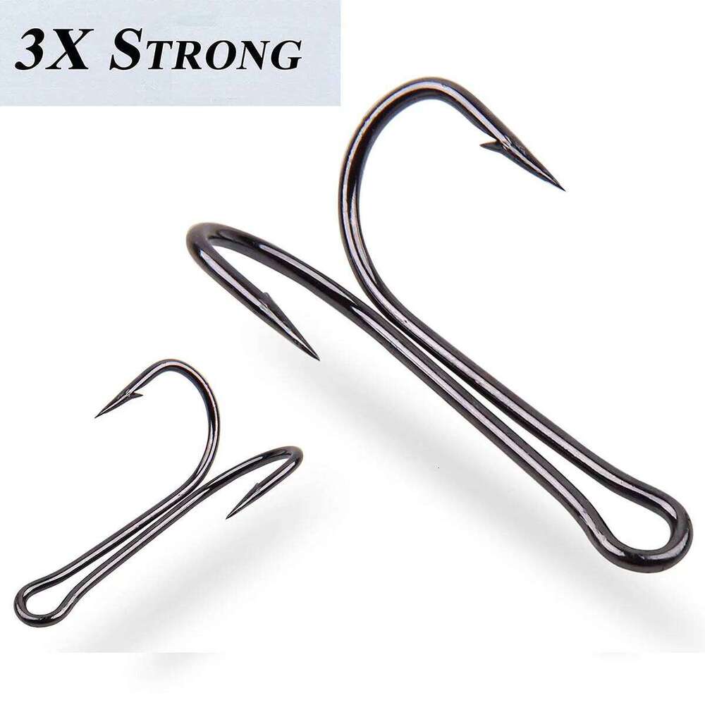 Double Set Classic High Carbon Steel Dual Frog Barb Fishing Bait Hooks Saltwater Freshwater 1#-8# S260305