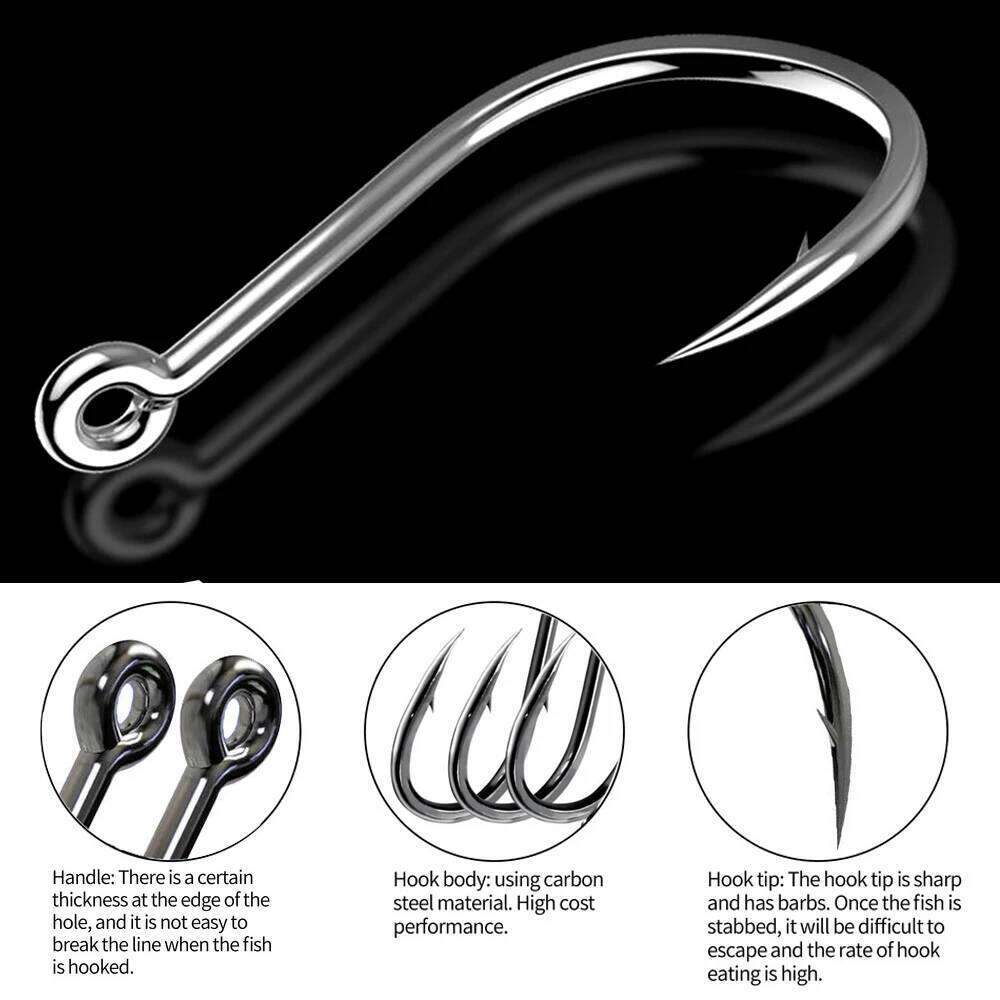 100Pcs Size 3-12# Ring Eye Fishhooks Circle Carp Eyed High Carbon Steel Fishing Hooks Single Jig Fish Hook Tackle S260305