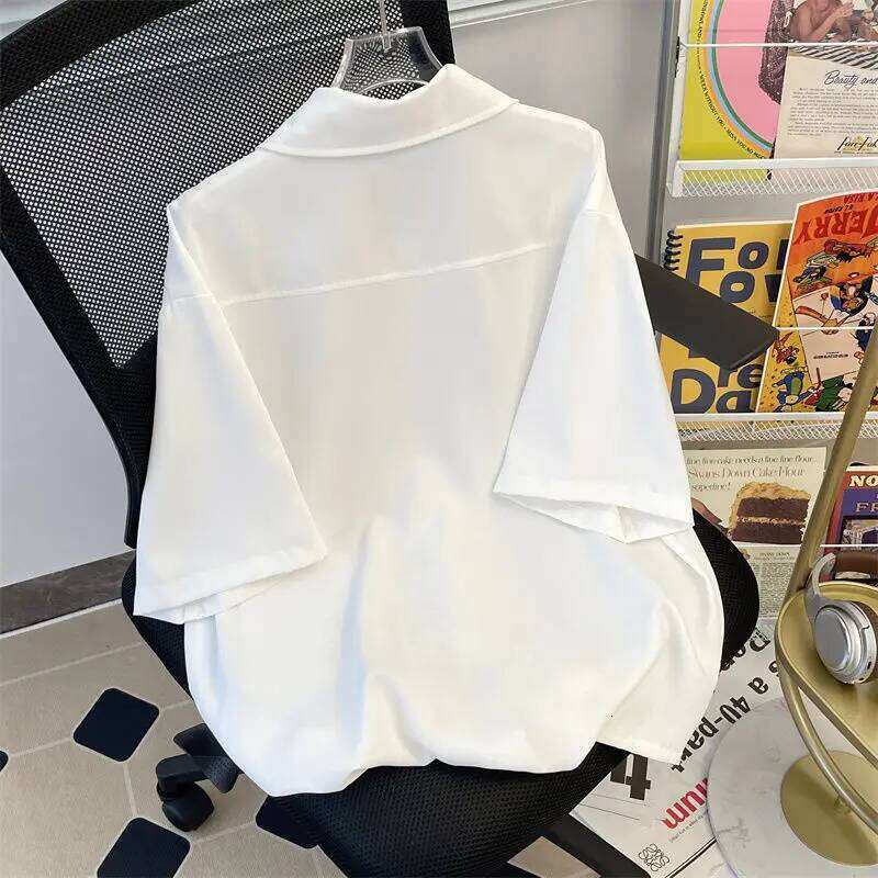 2026 Short Sleeve Embroidery Shirt Asian Style Trend White Black Shirts Summer Casual Button Down Blouses Women Blusas Mujer Asia Size