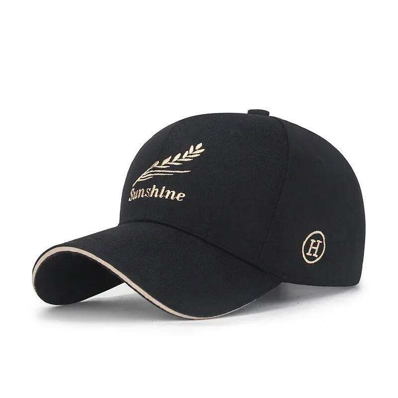 Feather Wheat Ear Embroidery Cotton Baseball Cap New Outdoor Casual Sport Sun Caps Trucker Hat Dad Hats Y260304