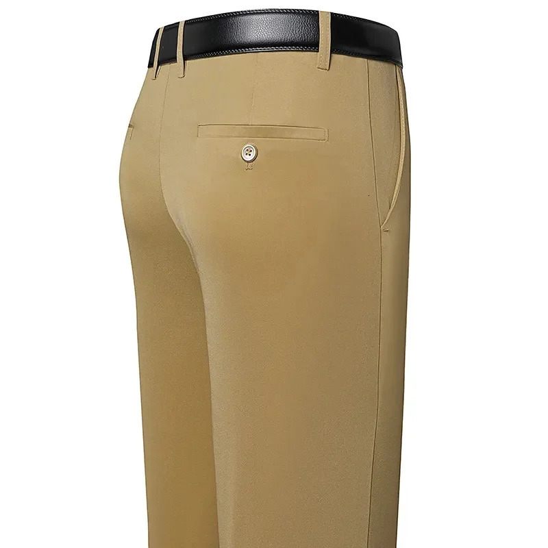 Mens Trousers Summer Thin Business Casual Pants Classic Solid Color Elastic Comfortable Loose Straight Mens Wear 260304