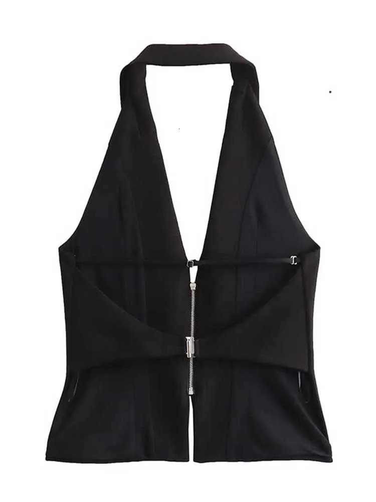 Women Sexy Backless Strapless Halter Corset Tops Side Zipper Lady Slim Camis Female Solid Chic Tops 260306
