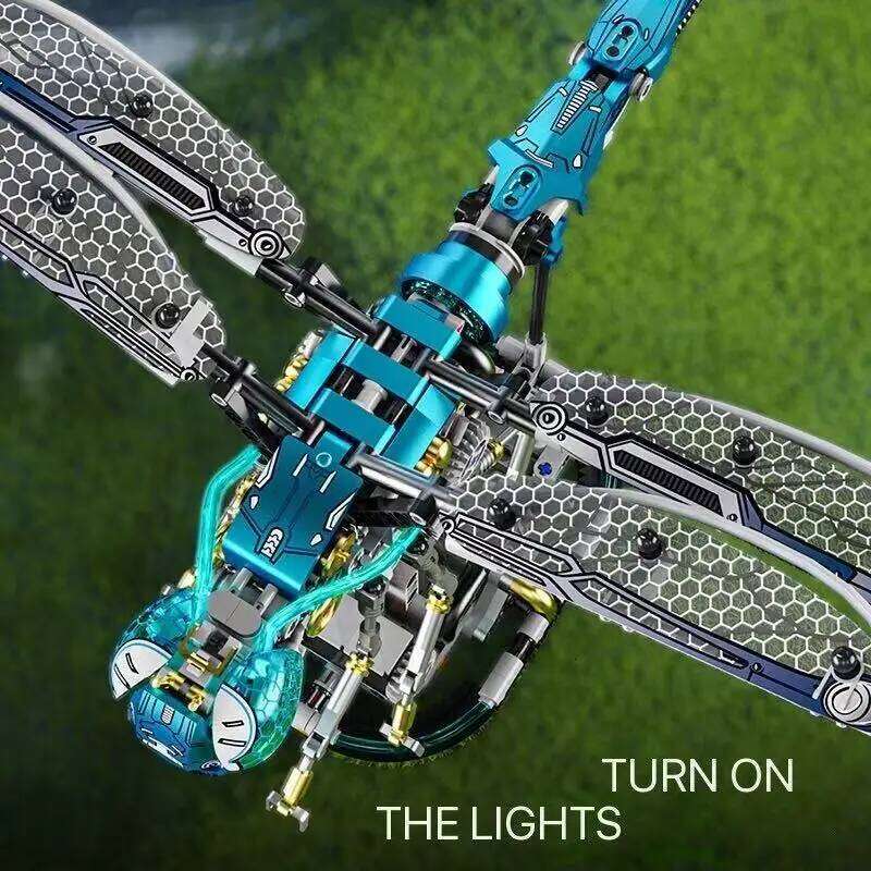 866pcs Mechanical Dragonfly Building Blocks Robotic , STEM Educational Toys with Flapping Wings,DIY Insect Model for Kids Z260306