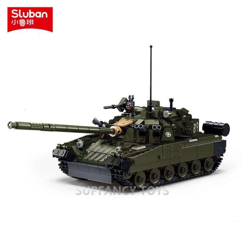 Sluban Military T-80BVMS Main Battle Tank And Typhoon VDVS Assault Armored Vehicle Model Building Block Educational Toy for Boys Z260305