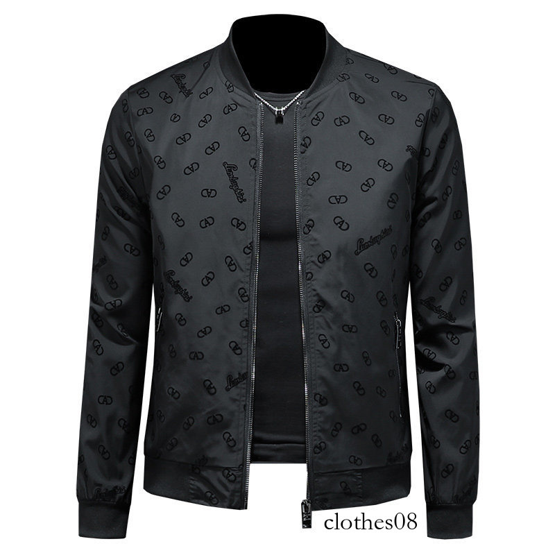 European Style 2026 Spring New Men's Flocked Baseball Collar Casual Jacket, Large Size Slim Fit Jacquard High-Quality Coat