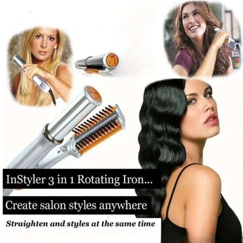 Professional Rotating Curler Styler 2 In 1 Hair Styling Tool Curling Iron With Brush 26Y0306