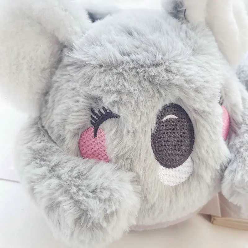 Cute Pink Gray Koala Cartoon Animal Plush Slippers Female Winter Warm Koala Home Woman Slipper S260305