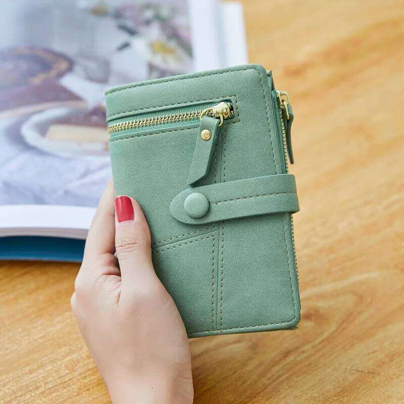 Women Short Wallet PU Leather Girls Folded Card Holder Small Money Bags Zipper Coin Purse Ladies Cute Multifunctional Clutch Bag C260304