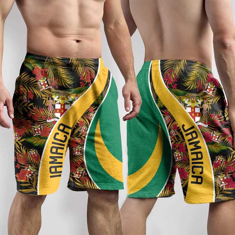 2024 Hawaiian Vacation Beach Shorts Jamaica Flag Print Oversized Sportswear Gym Trunks Quick Drying Ice Shorts Hawaii Swimsuit X260306