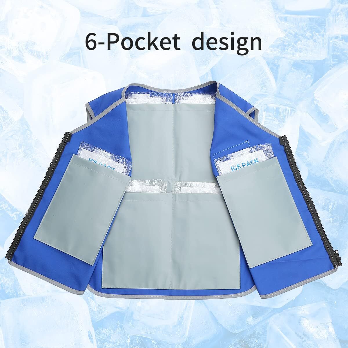 YLNEWWAYS Cooling Men&Women, Reflective Vest 24 PCS Ice Packs, Cool Jacket for Hot Weather with Pockets, Unisex Adult Workout Apparel