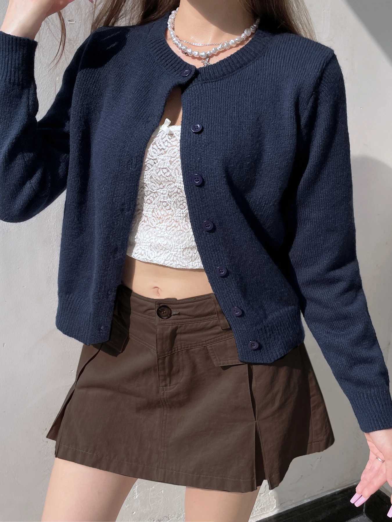 SUCHCUTE Sweater Cardigan Women Single Breasted Long Sleeve Elegant Vintage Jumper Solid Wool Knitted Autumn Winter Outwear Back M260306