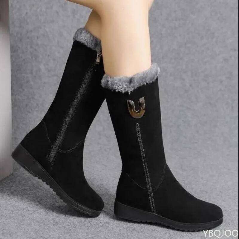 Winter versatile snow thick fashionable women's anti slip warm leisure comfortable side zipper cotton boots
