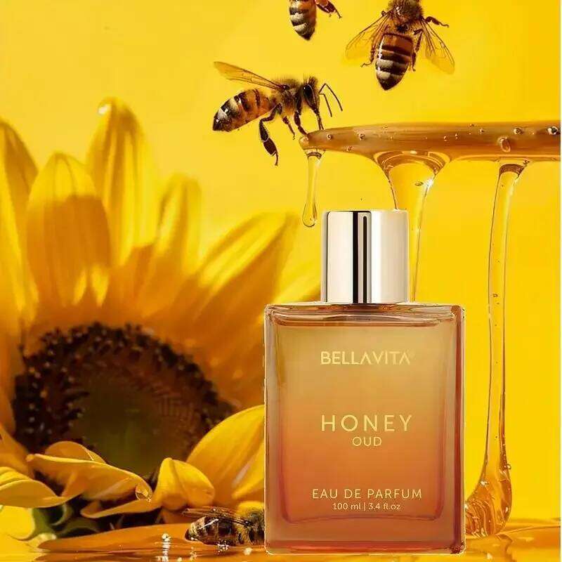 BellaVita Honey OUD Perfume for Women Men 100ml Vanilla, Bergamot & Patchouli Notes | Long-Lasting Arabian Unisex Perfumes 26H0306