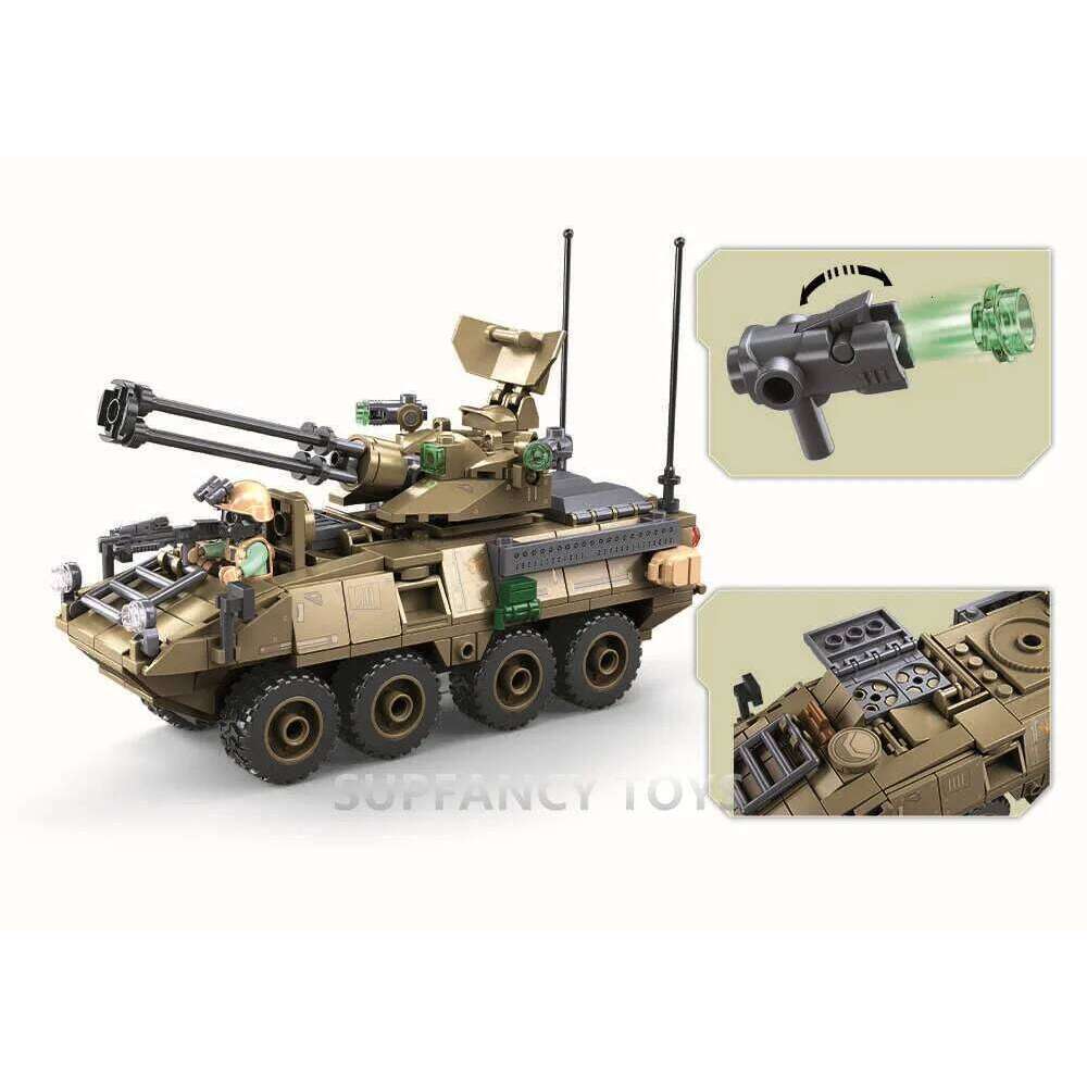 Sluban 310PCS OEF Stryker-ADS Military Air Defense System Building Blocks Set Bricks Educational Toys for Children Z260305