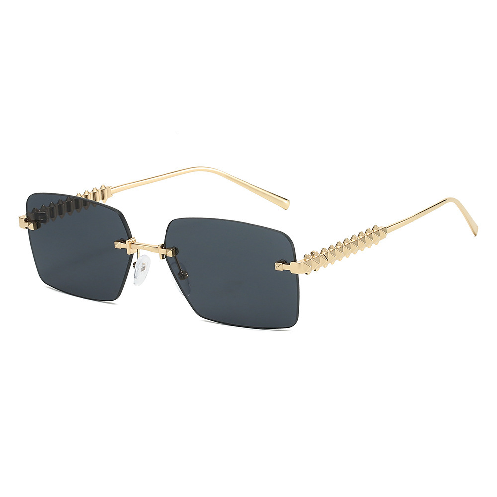 25 new models of frameless metal rivet leg sunglasses, European American fashion, stylish unique, high-end sunglasses for men women, simple and exquis
