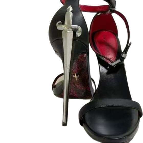 10Cm European And American Style Printed Red Sole Genuine Leather For Women Summer Sexy Elegant Waterproof Platform Super High Heel Sandals - view 6