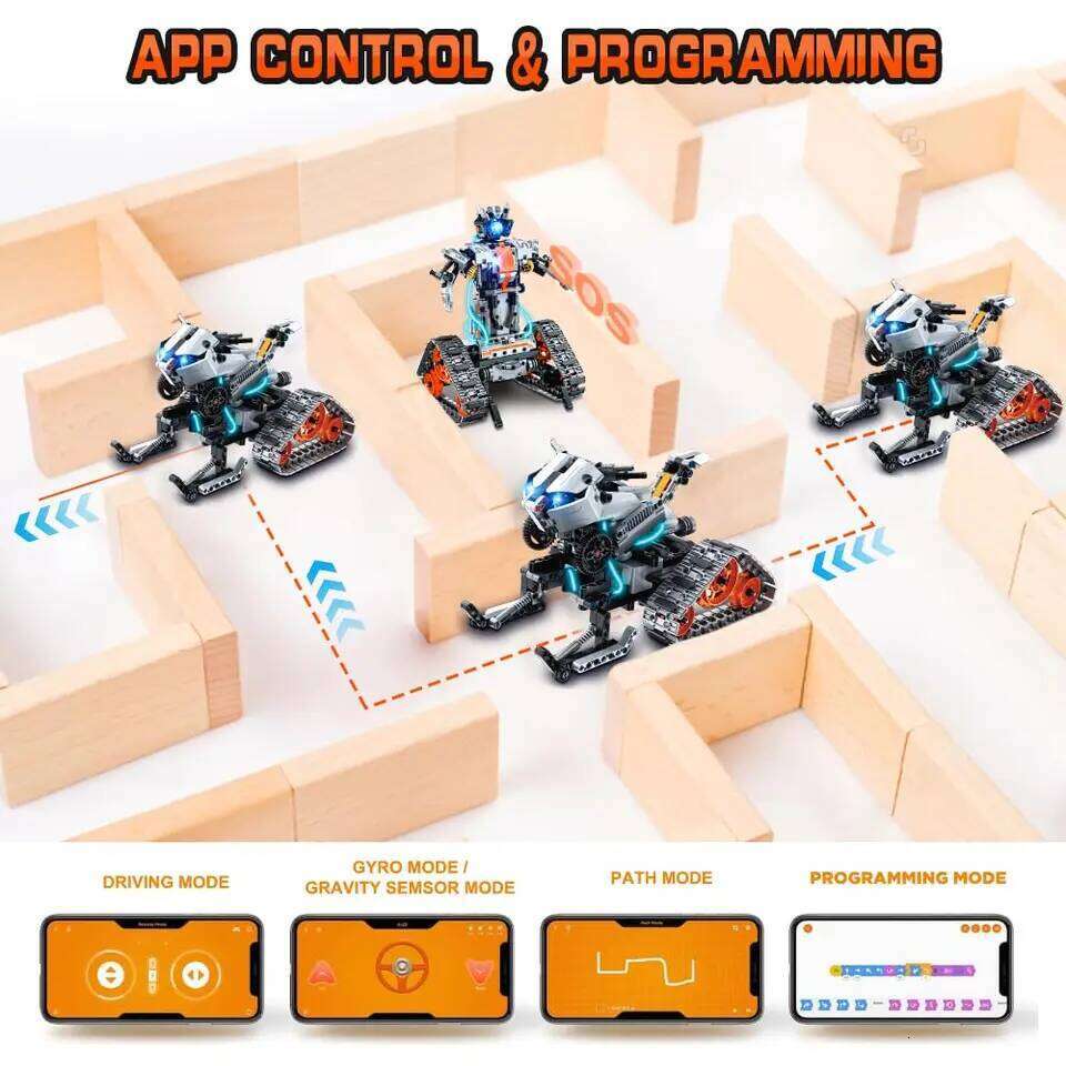 724pcs 4 in 1 City Technical Programming RC Robot Building Kit Stem Racing Car 6-16 Year Old Kids Bricks Toys for Boys Gifts Z260306