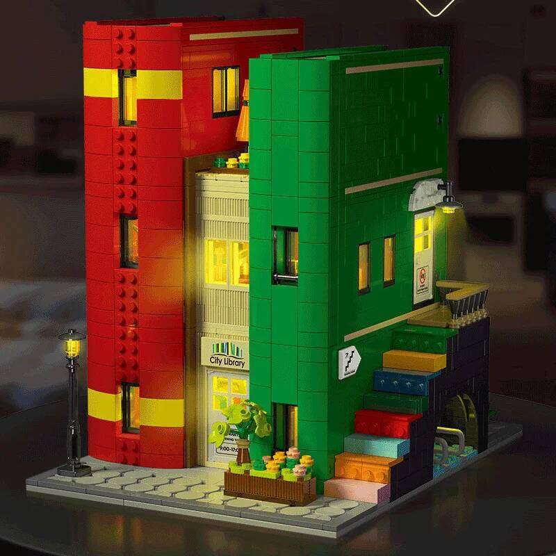 Creative Cities Library Buildings Blocks Bricks Model MOC Modular Desktop Ornament Street View Architecture Toy for Adults Gifts Z260306