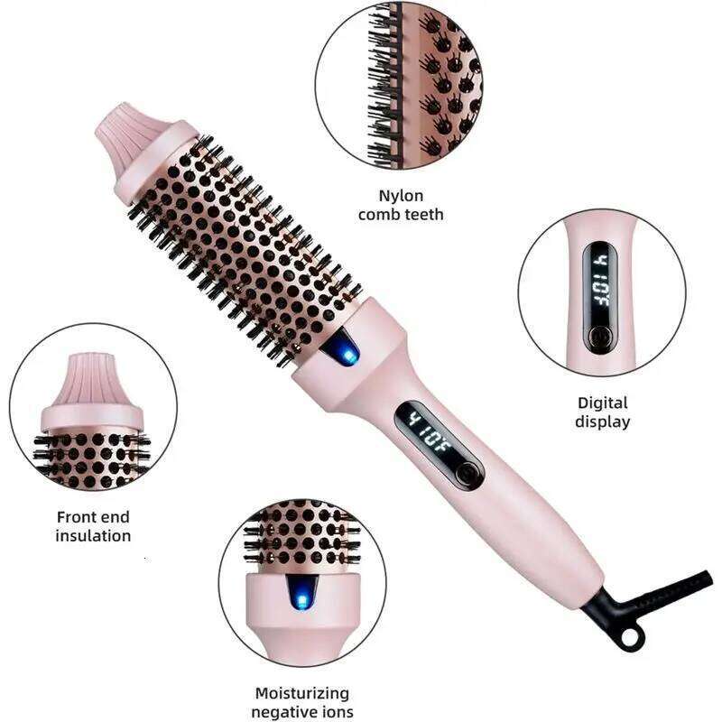 A04V Brush, Negative Ionic Heated Thermal Round Brush For Blowout Look, Curling & Straightener EU Plug 26Y0306