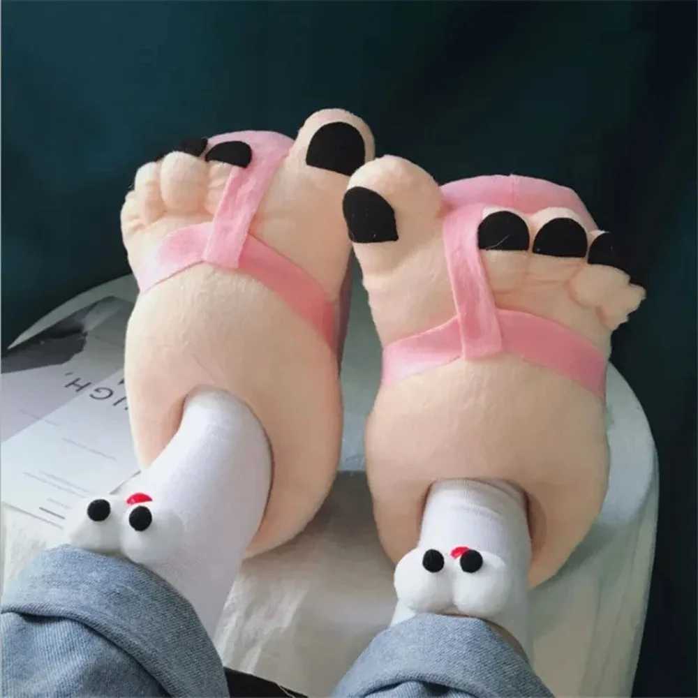 Creative Men Women Winter Slippers Big Feet Creative Couples Funny Slippers House Slides Home Soft Warm Cotton Slider S260305FKL5