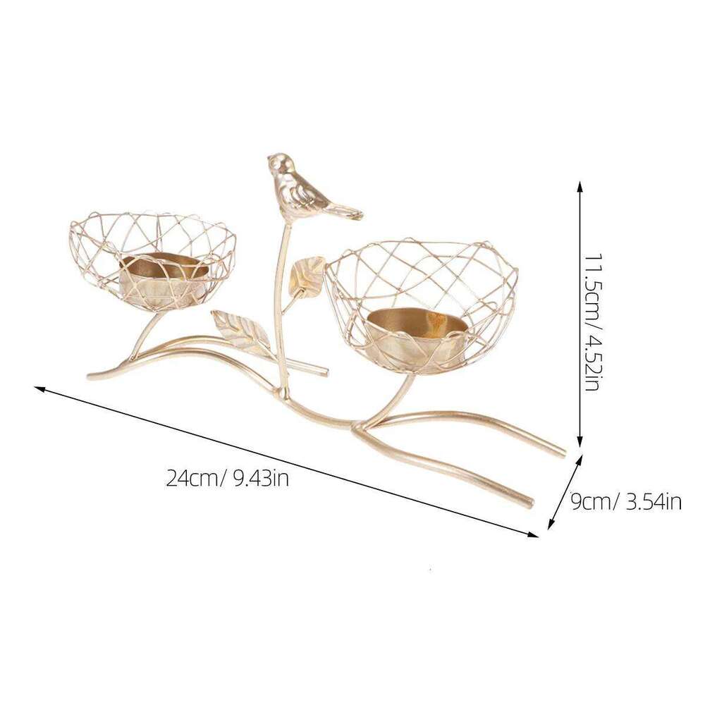 1pcs Nordic Style Iron Holder Tree Branch Design Small Bird Decorative Candlestick For Home Office Wedding Party Golden XJ260305