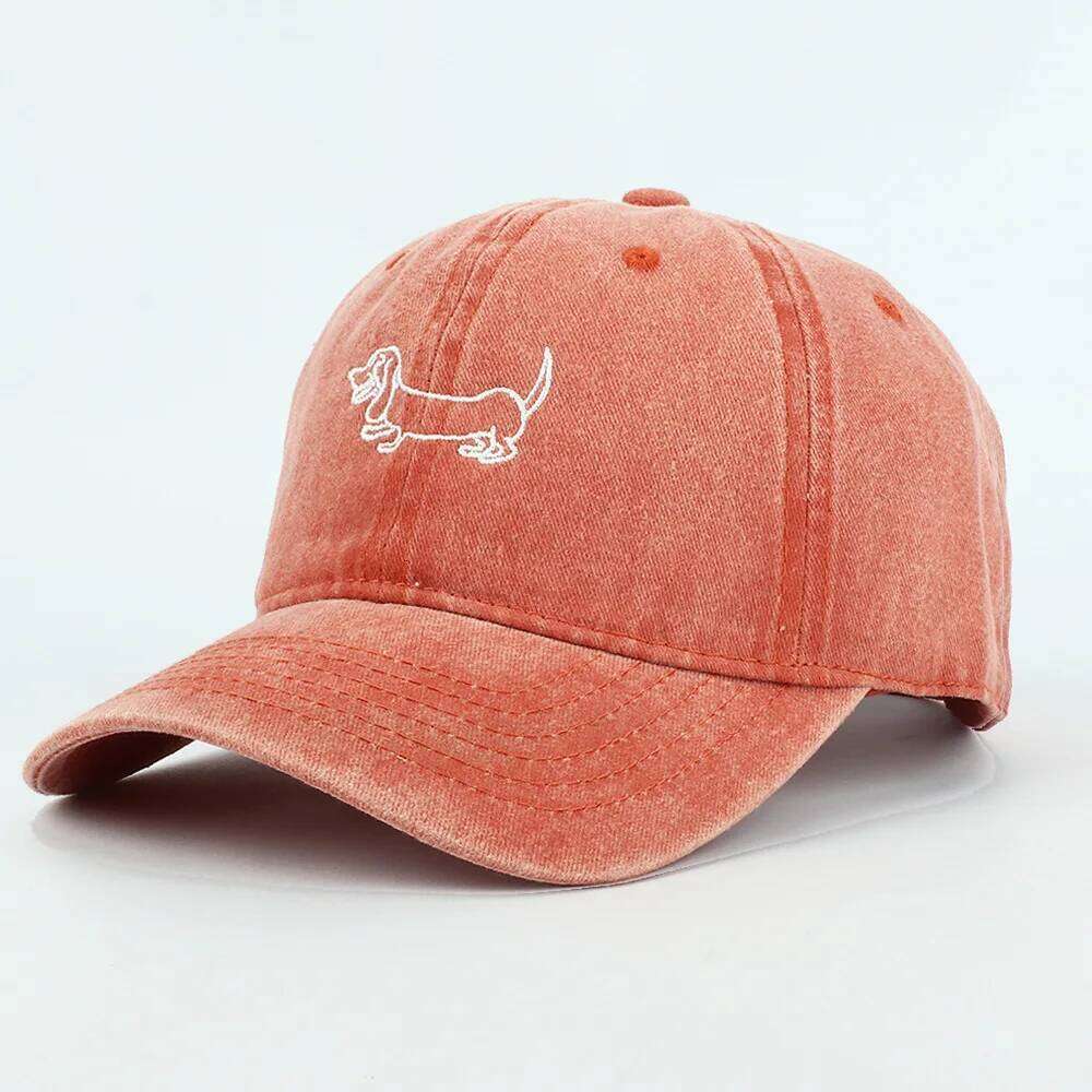 Dog Patterned Embroidered Baseball Cap Men Women Vintage Washed Cotton Hip Hop Streetwear Sun Hats Y260304