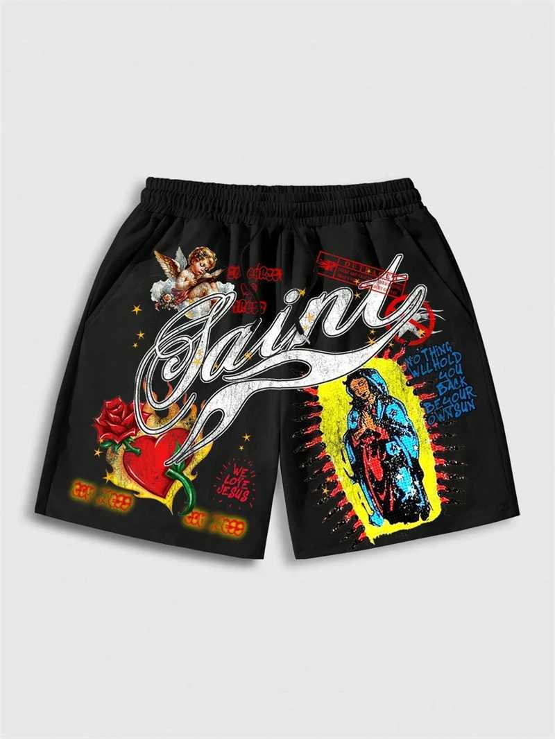Fashion Virgin Mary Graphic Short Pants For Men Summer Trend Vacation 3D Printed Beach Shorts Cool Streetwear Loose Swim Trunks X260306