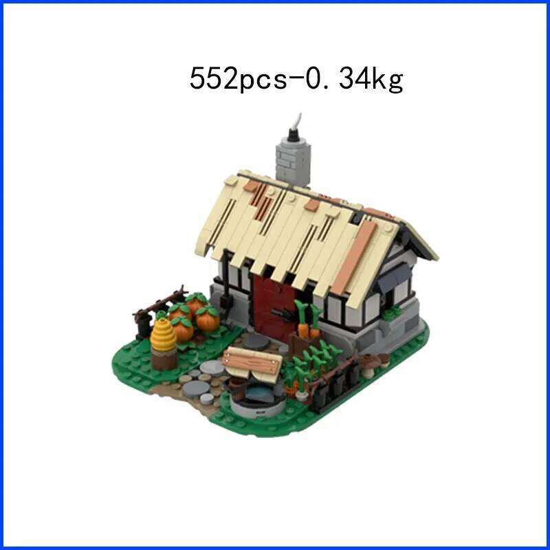Spot MOC-84176 medieval castle 162199 tavern stable particle assembly blocks small farmhouse building toys Z260306