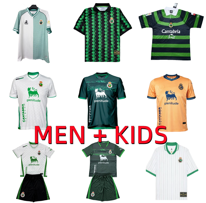 Santander 25 26 Soccer Jerseys 2025 2026 Racing de Santander ANDRES ARANA VICENTE SULEIMAN RODRIGUEZ KARRIKABURU ALDASORO MICHELIN Retro 1999 2001 Football Shirts