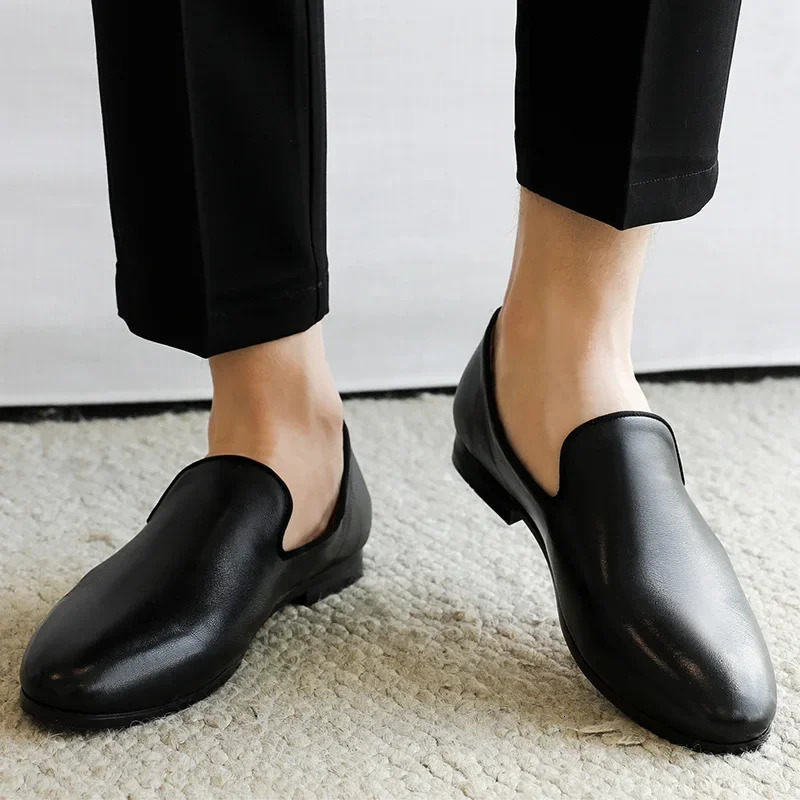 Mens Casual Shoes Genuine Leather Men Trendy Loafers Moccasins Mens Light Comfortable Driving Wedding Flats 260305