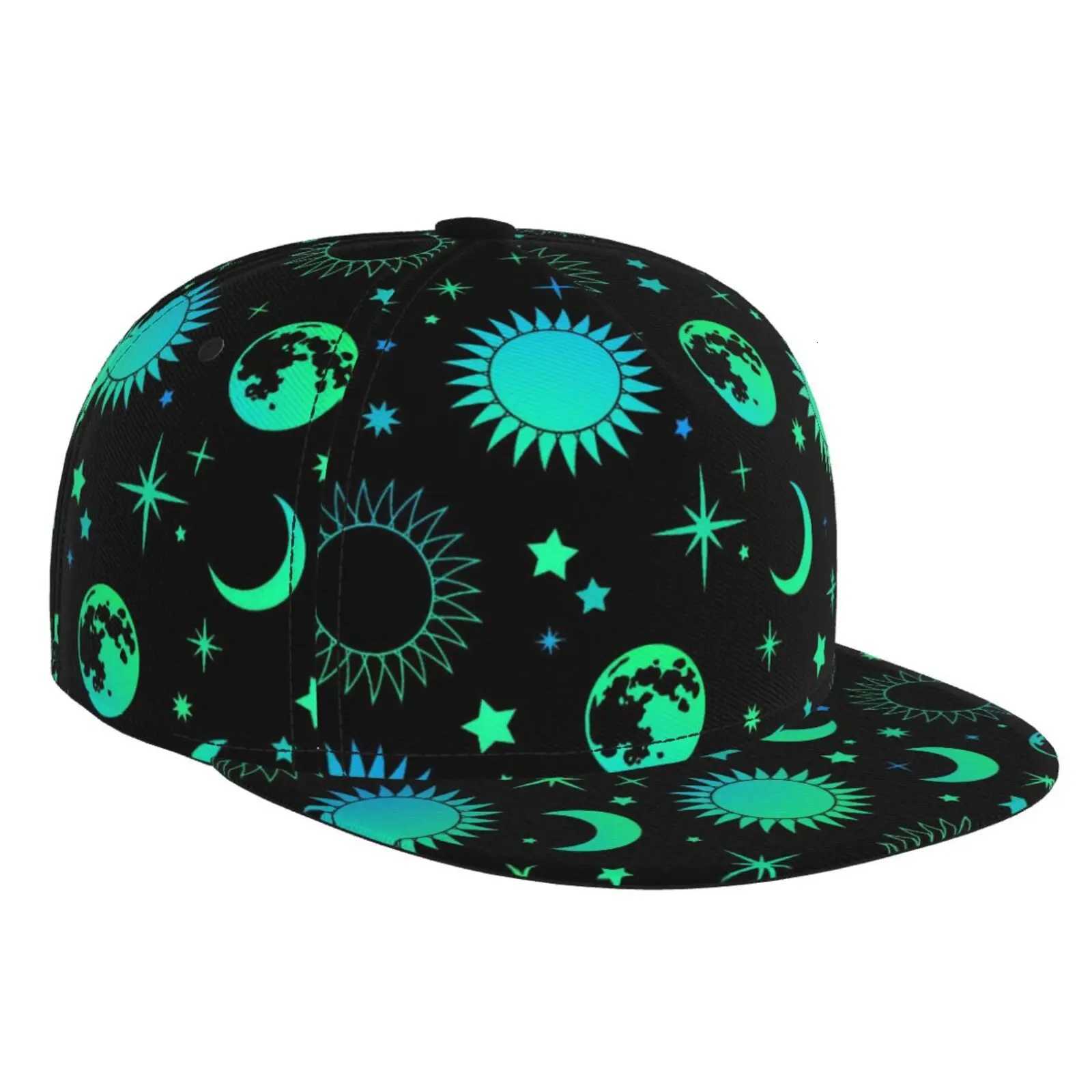 Retro Neon Green Mysterious Sun and Moon Baseball Cap Suitable for Both Men and Women Fun Adjustable Sunshade Baseball Cap S260306