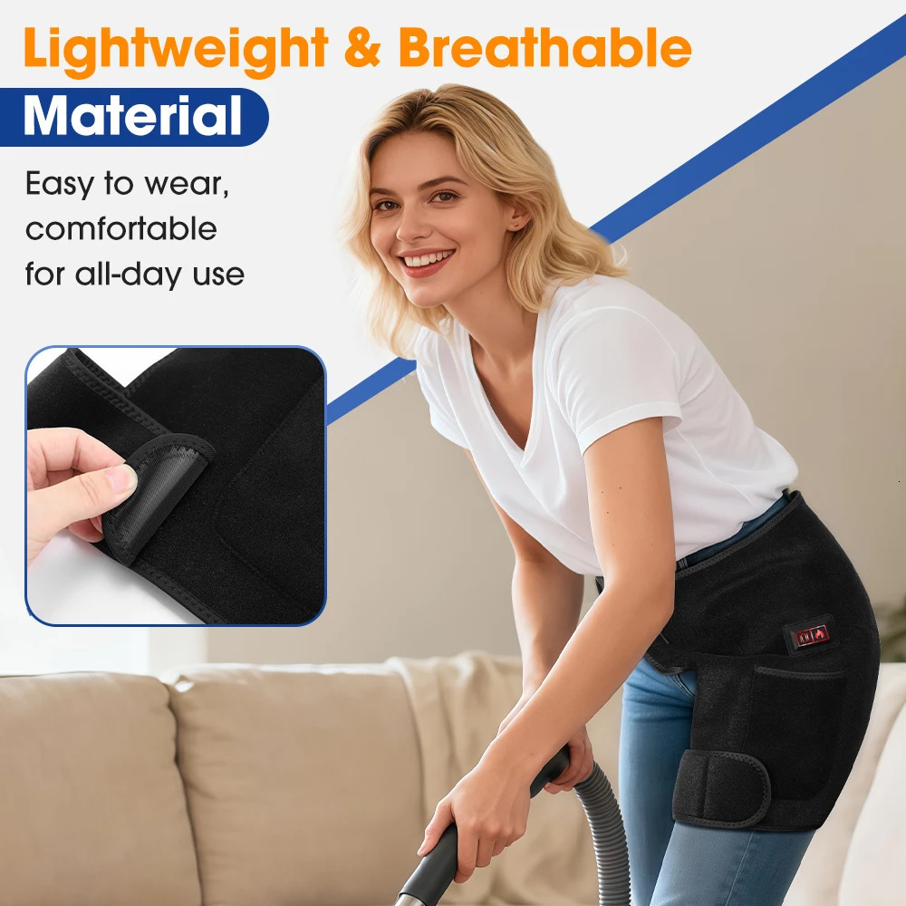 USB Electric Hip Support Wrap 3 Level Heating Hip Vibration Massager Infrared 660nm LED BeadsThigh Hip Groin Protect Belt 260304