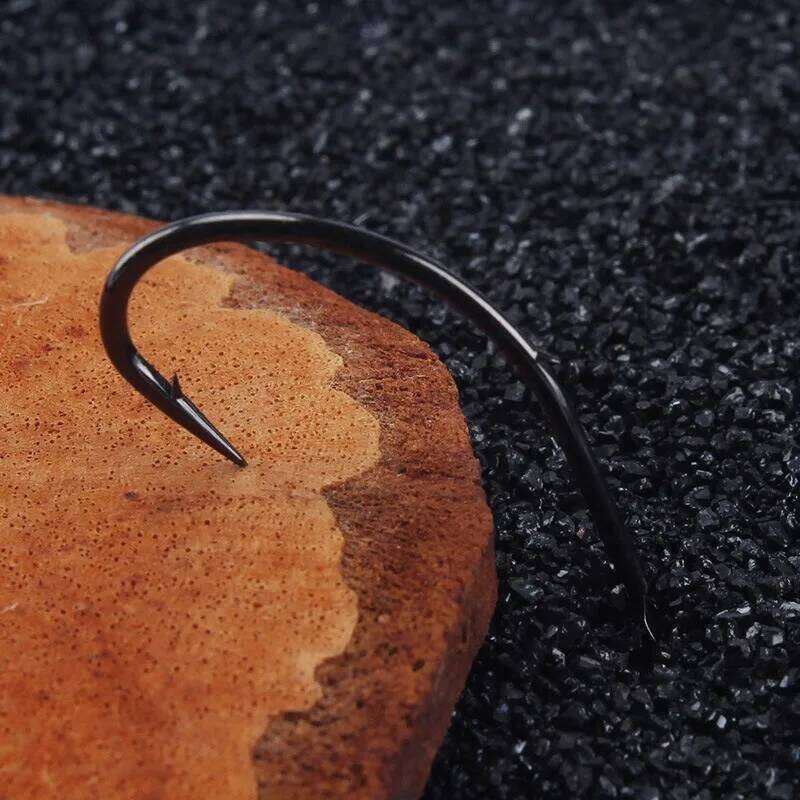 Mustad 10015 Carbon Steel Fishing Peche Hooks Barbed Hook Back Barb Carp Shape Anzol Fishhooks 4#-19# S260305