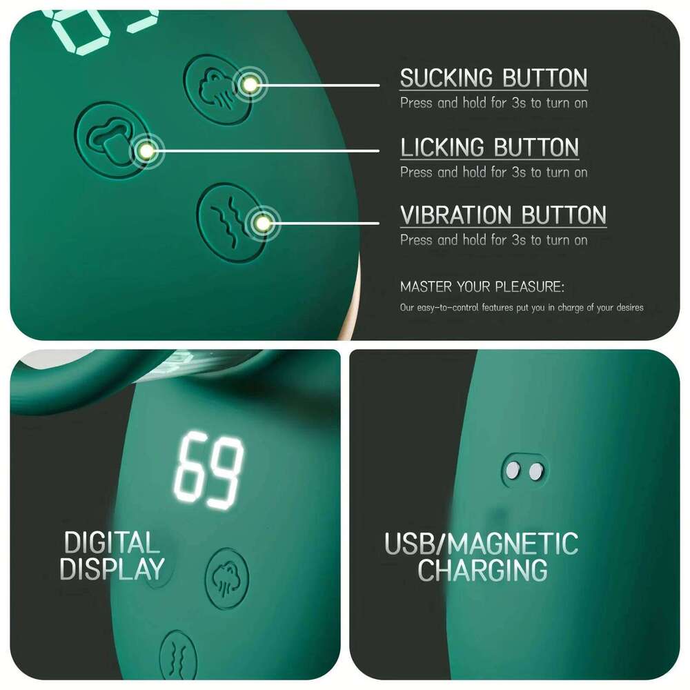 Adult Sex Toy 3-in-1 Licking Vibrator 3 Suction Modes Clitoral Stimulation Extendable Thrusting Masturbator Suitable for Women W260305