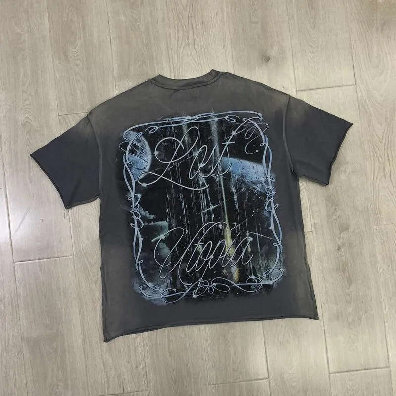 Men's T-Shirts Men's Tees Streetwear Vintage Heart Shirt Washed Diamond Cropped Tee For Men Crew Neck Short Sleeve Loose Cotton Rhineston Me