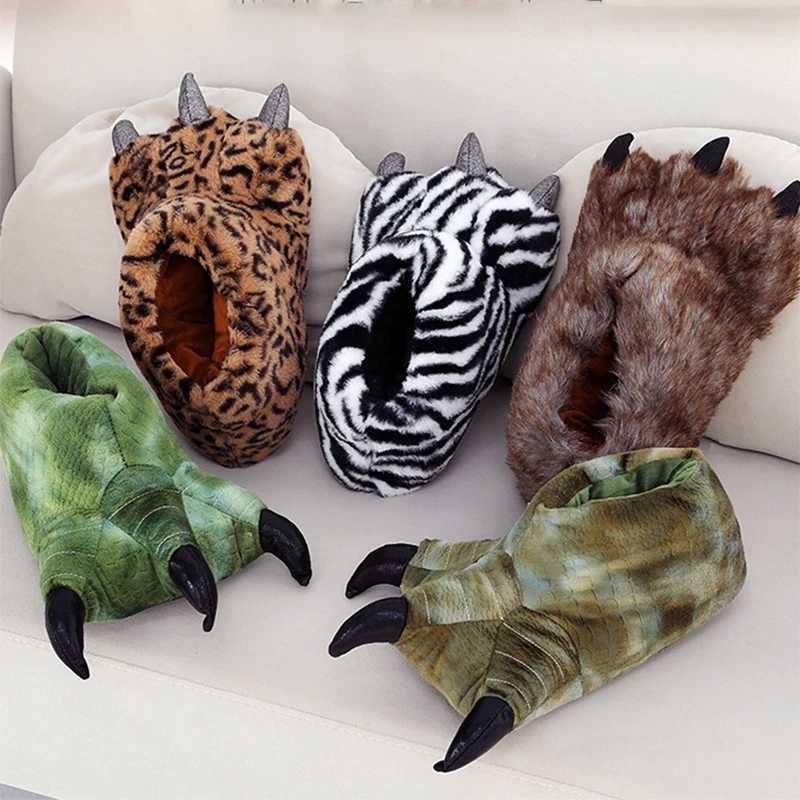 Winter Warm Soft Indoor Floor Slippers Women Men Shoes Paw Funny Animal Christmas Monster Claw Plush Home Cotton Shoes for Men S260305