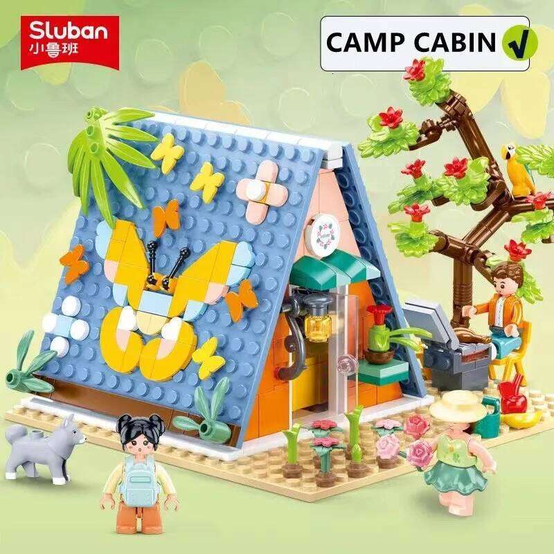 Sluban 341PCS Pink Dream DIY Building Blocks Set Educational Camp Cabin Creative Bricks Kit for Girls Gift Z260305