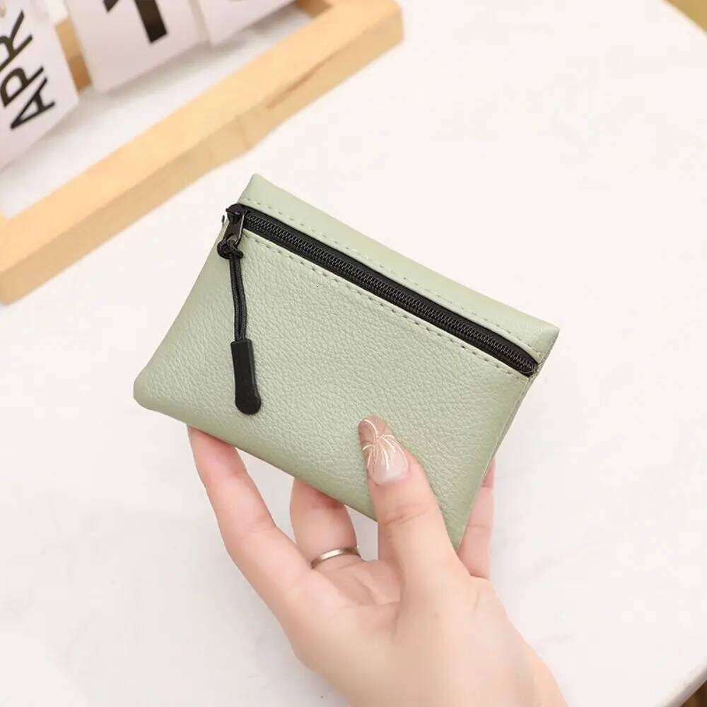 Simple Solid Color Mini Coin Purse PU Leather Zipper Small Wallet Storage Pouch Money Pocket Women Men C260304