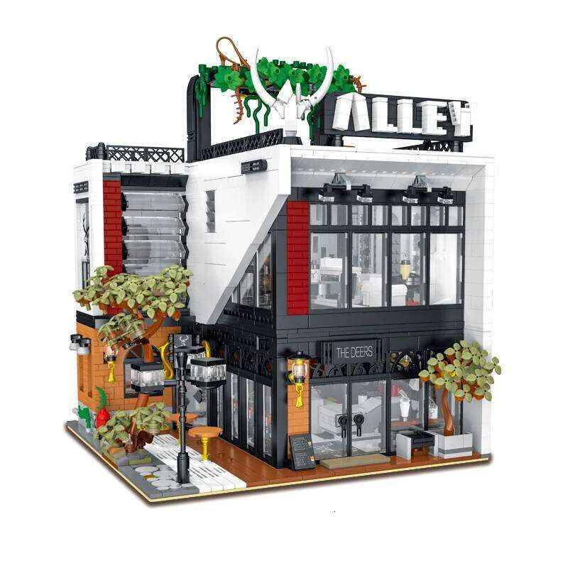 MOC-123898 Modern The Deers Milk Tea Shop Modular Architecture Model City Street View Building Block Toys for Children Boy Gifts Z260306