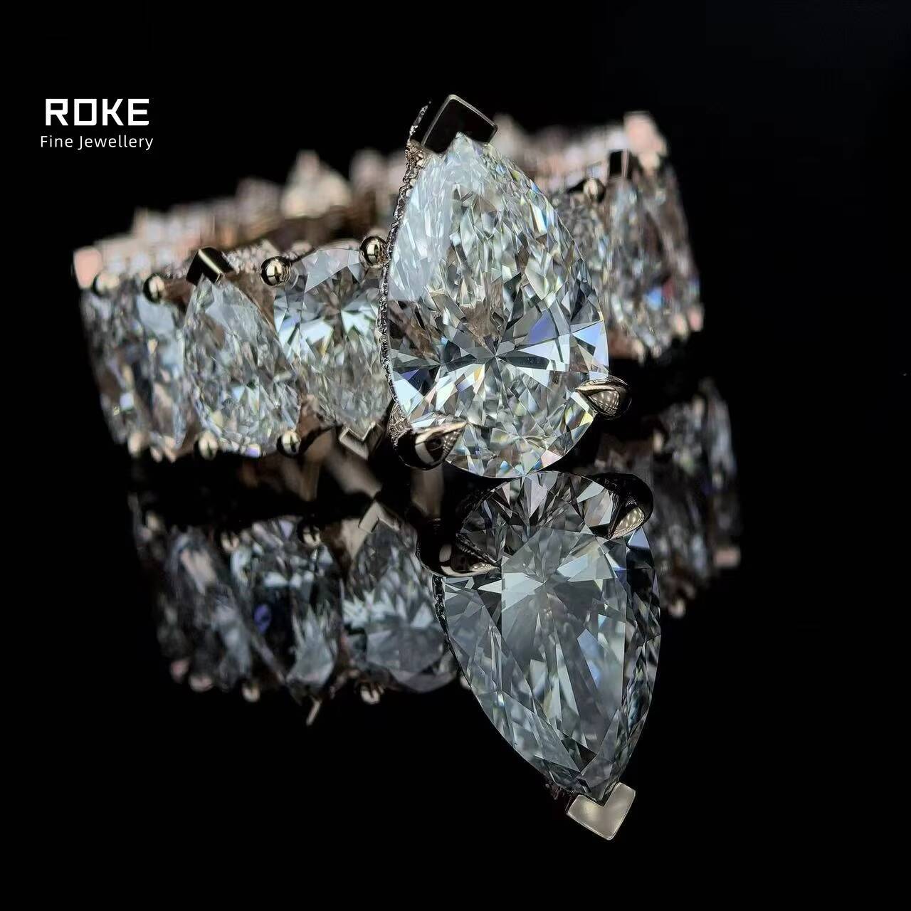 Custom Icy D Color VVS Teardrop Lab Diamond Ring 9K-18K Gold/Platinum - IGI/GIA Certified Hip Hop Engagement Jewelry