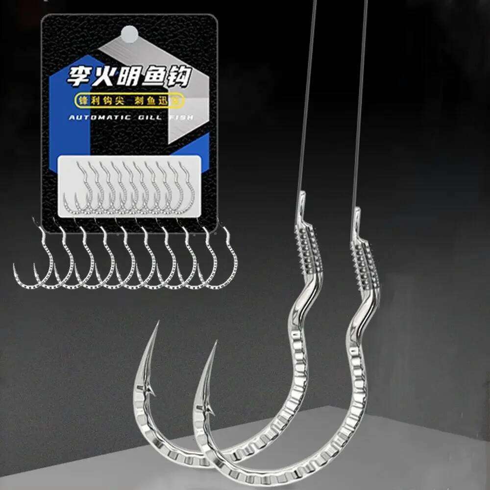 10pcs Fish Scale Patterned High Carbon Steel Hook Sharp Barbed Automatic Flip Fishhook for Carp Fishing Tackle Accessor Y260305