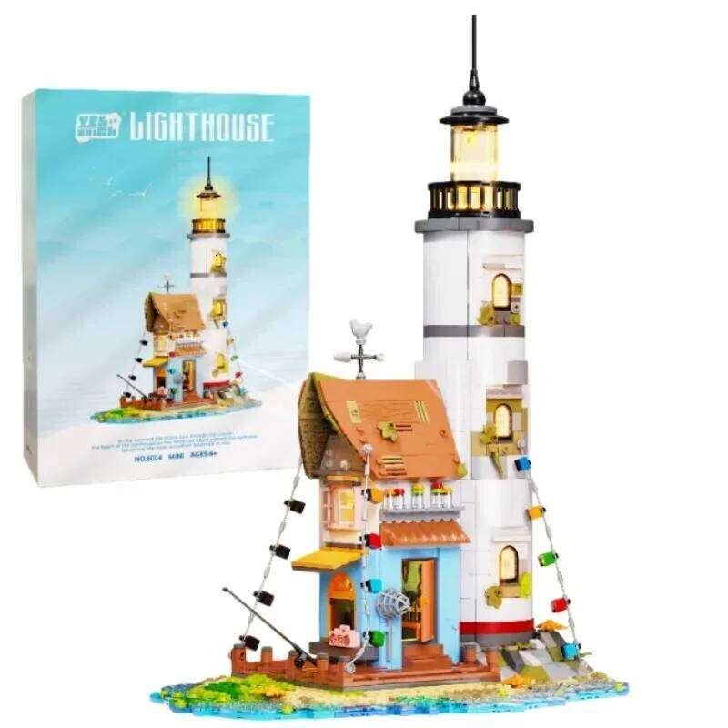 Lighthouse on a Deserted Island Buildings Sets City Architecture Modular Building Block Assembly Model Kit Adults Gift 1806pcs Z260306