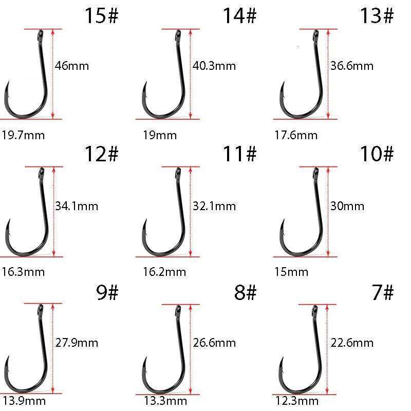 2packs LS-9937 Set Carbon Steel Jip Single Circle Fishhook Fly Fishing Barbed Carp Hooks Sea Fish Accessories S260305