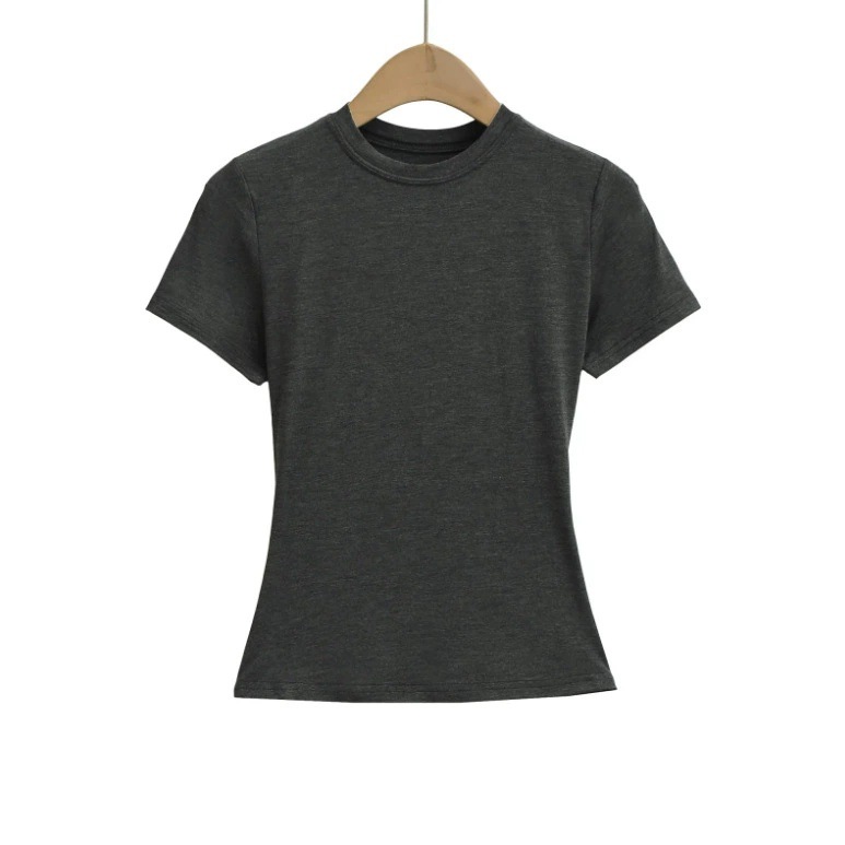 Women's T-Shirt 2026 New High Quality Casual T shirt Sexy Slim Short Sleeves Fashion Trend Solid Women Clothing y2k Tops