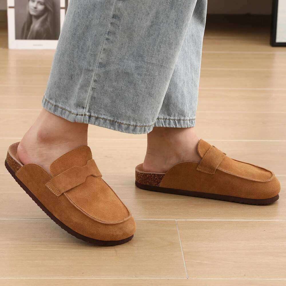 Litfun New Clogs Women Fashion Suede Mules Slipper Classic Cork Antislip For Outdoor Slippers With Arch Support